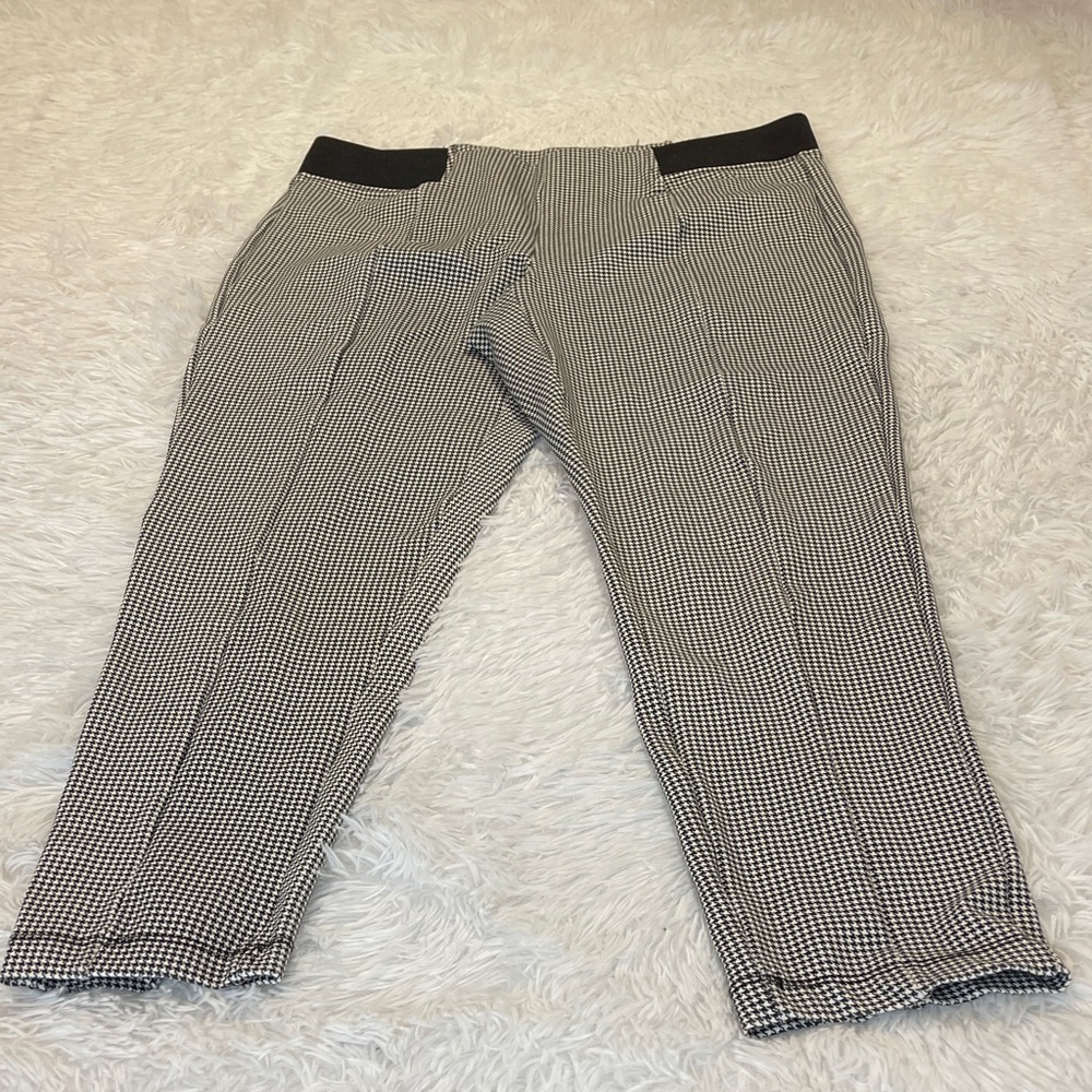 TERRA & SKY OX SIZE 14 W Womens Black and White Checkered Pants PULL ON ELASTIC